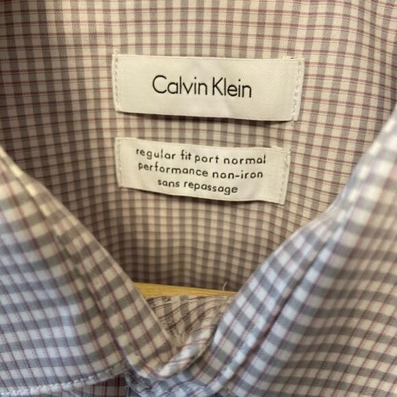 MENS CALVIN KLEIN White Purple Plaid Button Shirt - Picture 4 of 9